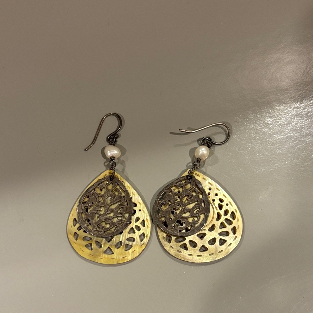 Stella & Dot Gold and Silver Layered Earrings